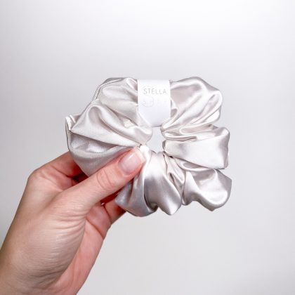 White Silver Scrunchie Medium