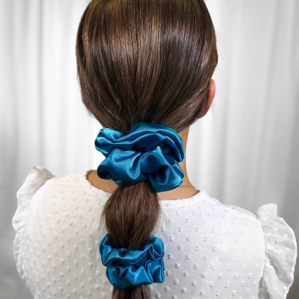Blue Ocean Satin Scrunchie Medium