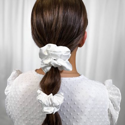 White Satin Scrunchie Medium
