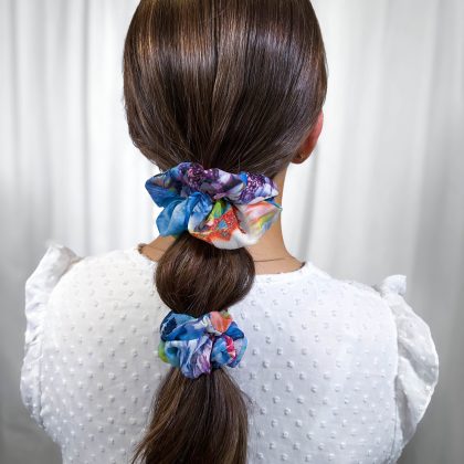 Blue Flower Scrunchie Medium