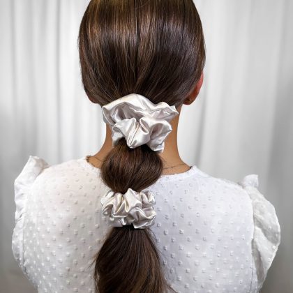 White Silver Scrunchie Medium
