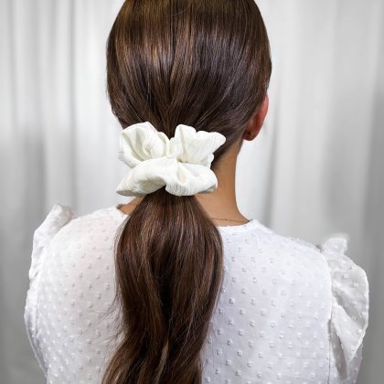 White Lametta Scrunchie Medium