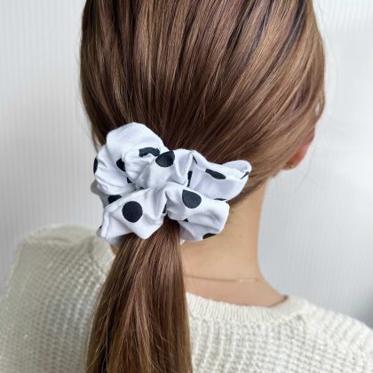 White Dots Scrunchie Medium