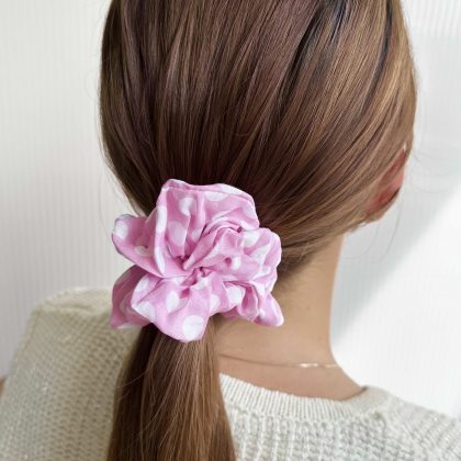 Light Pink Dots Scrunchie Medium