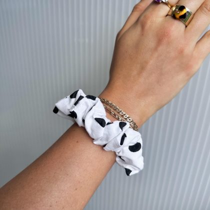 White Dots Scrunchie Mini
