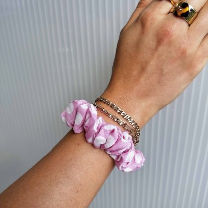 Light Pink Dots Scrunchie Mini